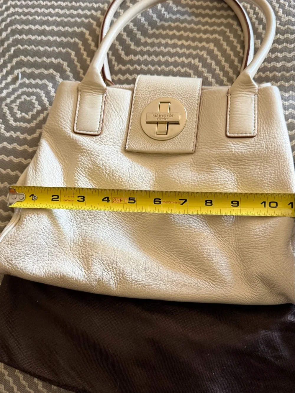 kate spade Cream Pebbled Leather Turn-Lock Tote